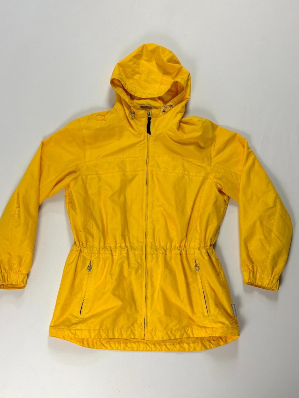 Pacific Trail Womens Lined Hooded Windbreaker Jacket Yellow M Nylon Drawstring